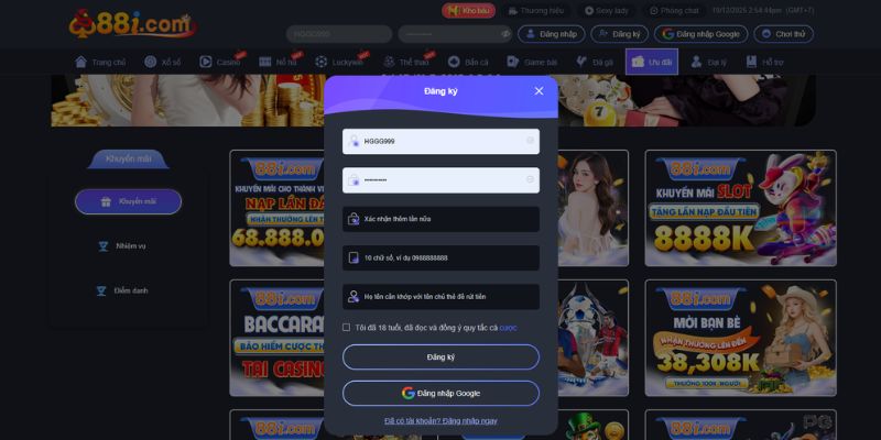Chi tiết nhanh bước đăng ký account 88i cho newbie
